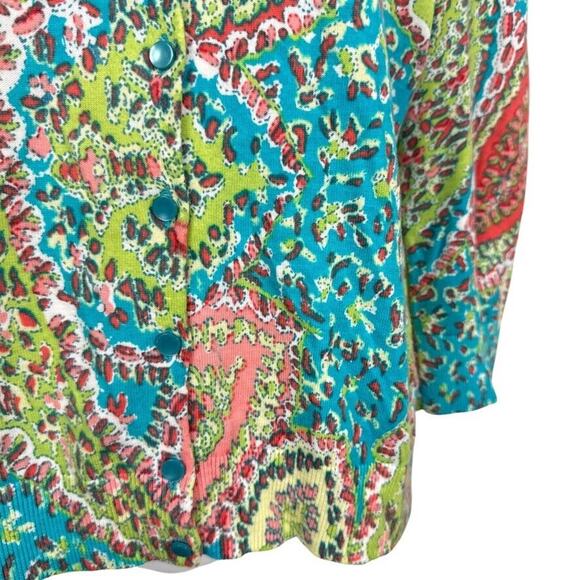 Talbots Petite Womens Colorful Cardigan Sweater Cotton Blend Lightweight sz M P - Picture 7 of 16